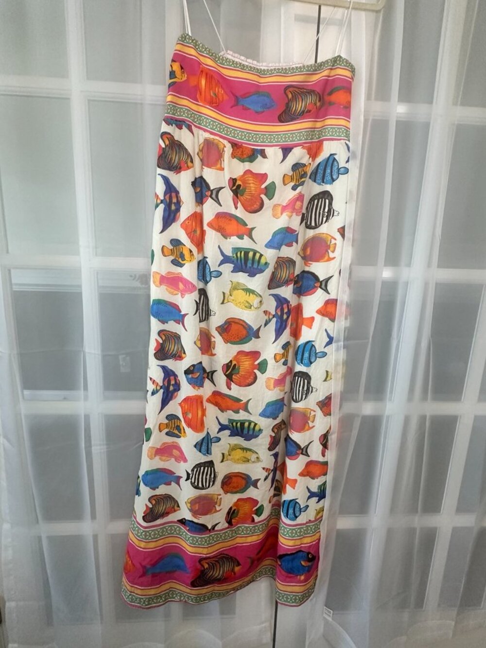 Mumu Skylar Maxi Dress Tropical Fish Spaghetti Strap Maxi Dress L - Picture 2 of 13